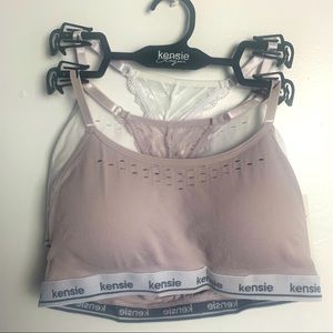 Kensie Lingerie 2pk seamless comfort tag free white & tan bra - Medium
